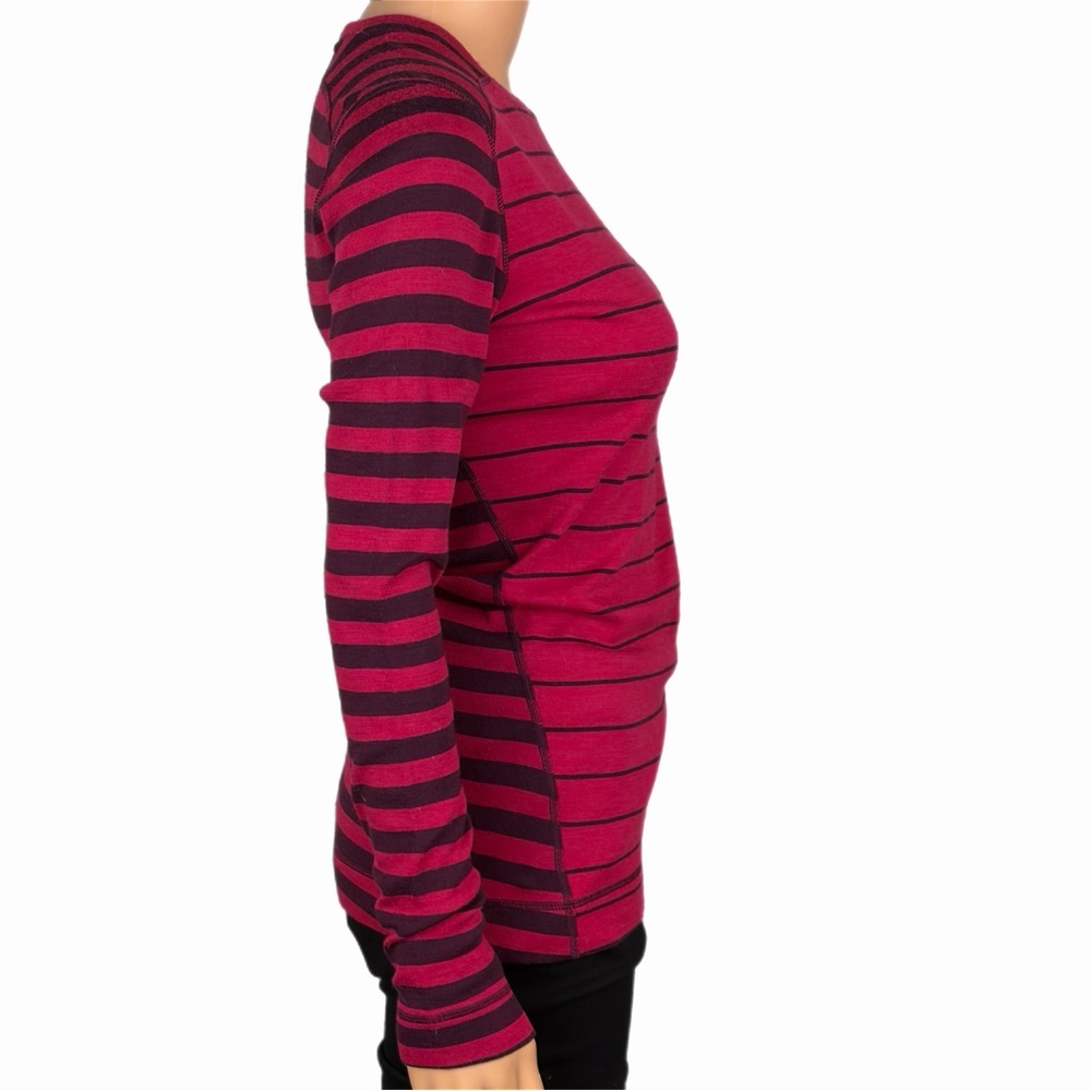 Smartwool 100% Merino Wool NTS Mid 250 Pattern Crew striped base layer. Medium - Picture 4 of 11